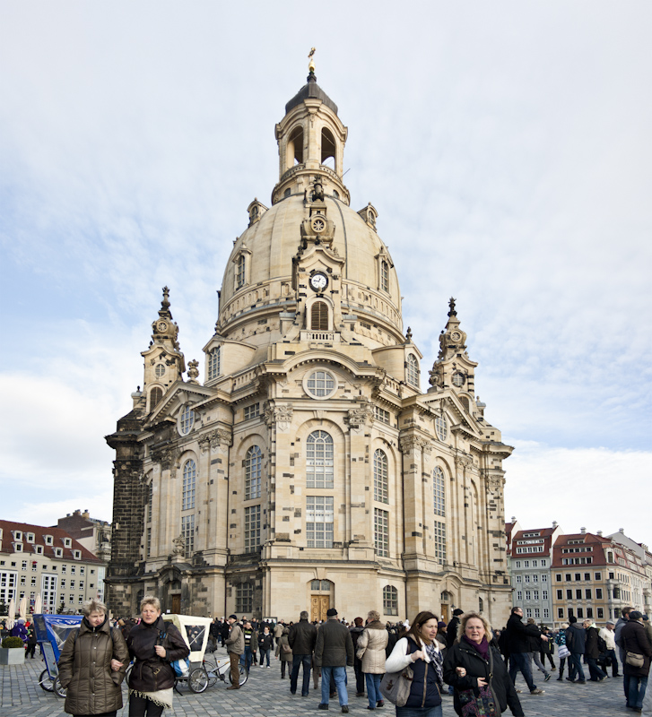 Die Frauenkirche / Church of Our Lady. Rebuilt from 1993 to 2005, with €180 million in donations. Günter Blobel, who won the Nobel Prize for medicine, donated almost the entire $1 million to the cause.